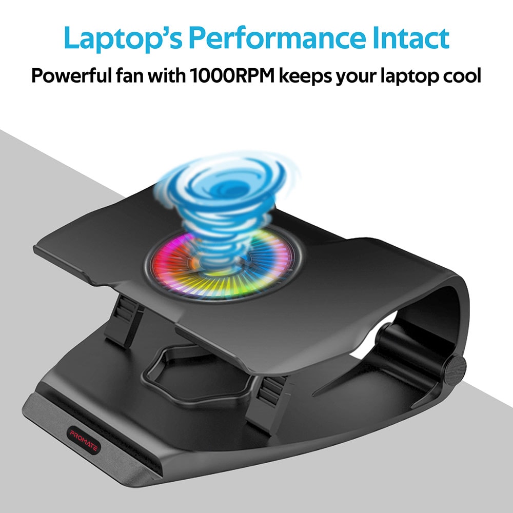 Cooler laptop gaming PROMATE FrostBase, 17", iluminare RGB, negru