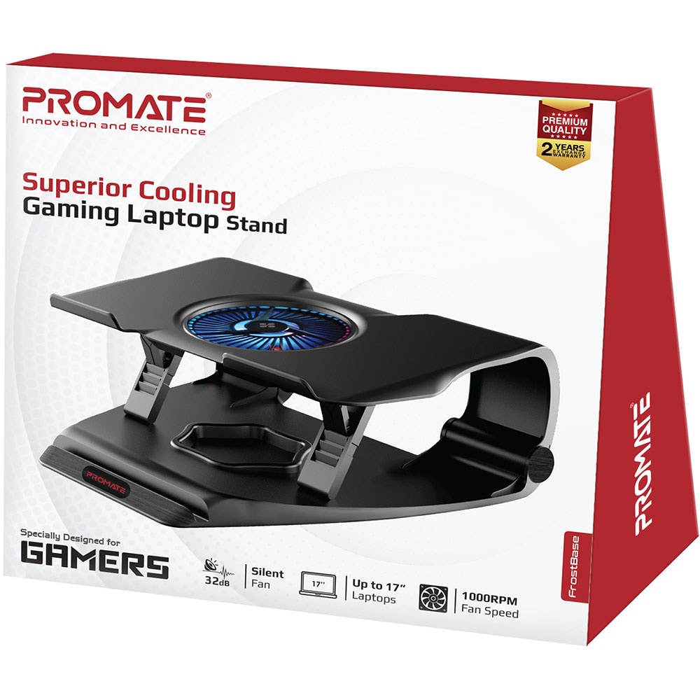 Cooler laptop gaming PROMATE FrostBase, 17", iluminare RGB, negru