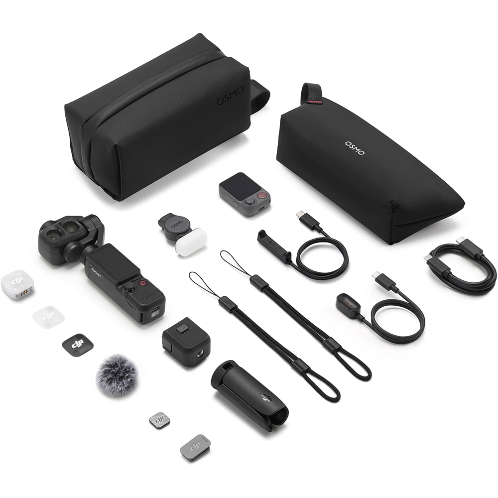 Camera de actiune DJI Osmo Pocket 4P Vlog Combo, 4K, Wi-Fi, negru