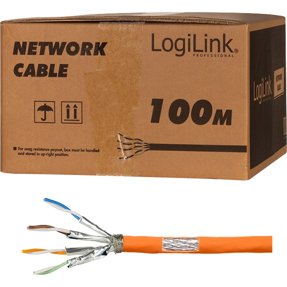 Cablu de retea S/FTP CAT7 LOGILINK CPV0060, 100 m, portocaliu