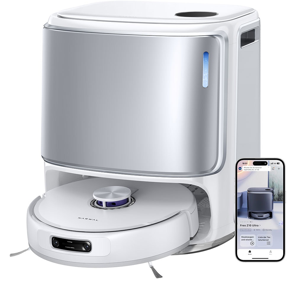 Aspirator robot NARWAL Freo Z10 Ultra CP-ZD-A00122-00-00, 0.3l, autonomie max 120 min, Wi-Fi, functie mop, argintiu
