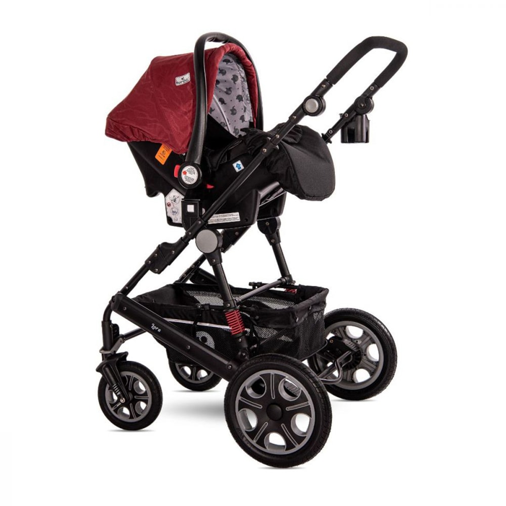 Carucior 3in1 LORELLI Lora 10021282187, 5 puncte, 0 luni+, visiniu-negru