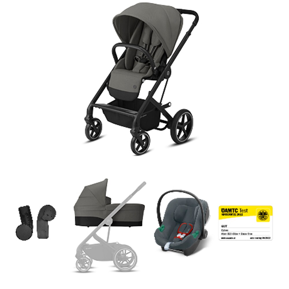 Carucior 3in1 CYBEX Balios S Lux Travel System Aton B2 521004741, 5 puncte, 0 luni+, gri-negru