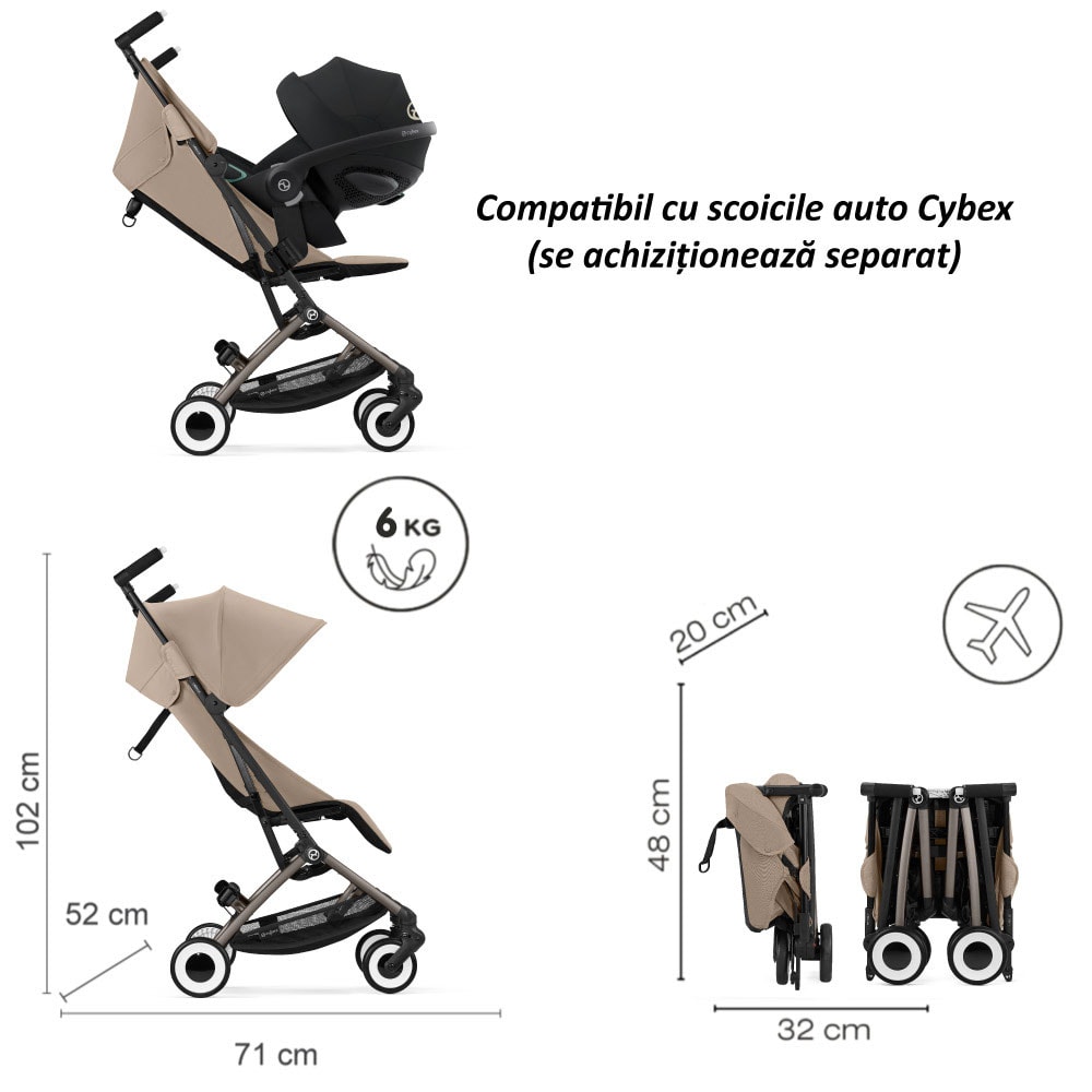 Carucior CYBEX Libelle 524000259, 5 puncte, 6 luni+, bej-negru