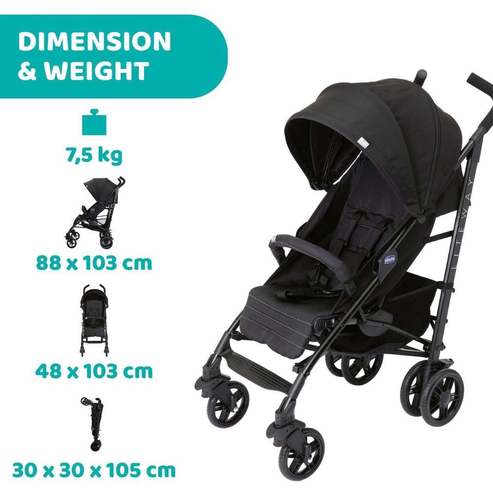 Carucior sport CHICCO Liteway 4 Basic 79891518, 5 puncte, 0 luni+, negru