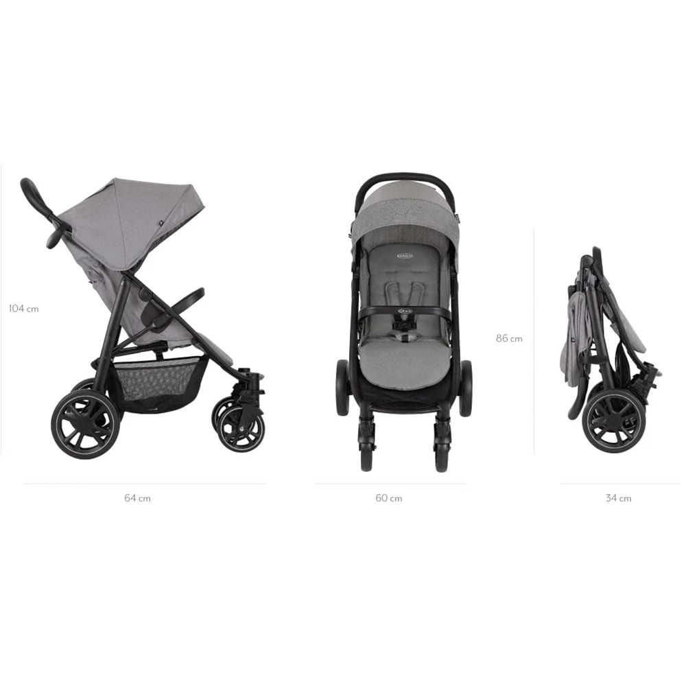 Carucior sport GRACO EeZeFold GS1112SASTG, 5 puncte, 0 luni+, gri-negru