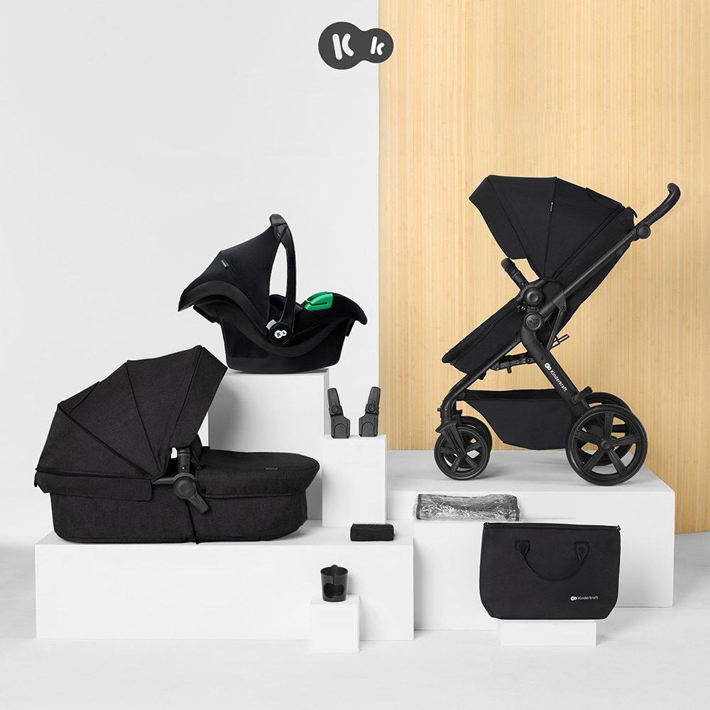 Carucior 3in1 KINDERKRAFT Atour Pro KSATOU00BLK30, 5 puncte, 0 luni+, negru