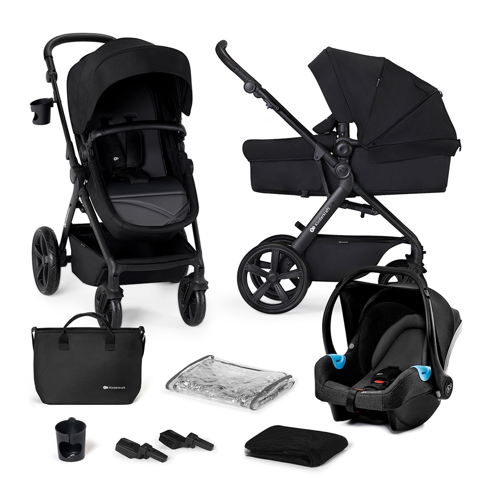 Carucior 3in1 KINDERKRAFT A-Tour KSATOU00BLK3, 5 puncte, 0 luni+, negru