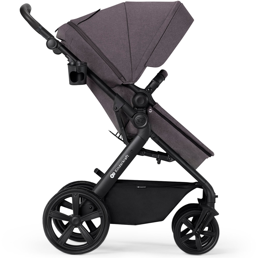 Carucior 3in1 KINDERKRAFT Atour Pro KSATOU00DGR30, 5 puncte, 0 luni+, gri inchis-negru