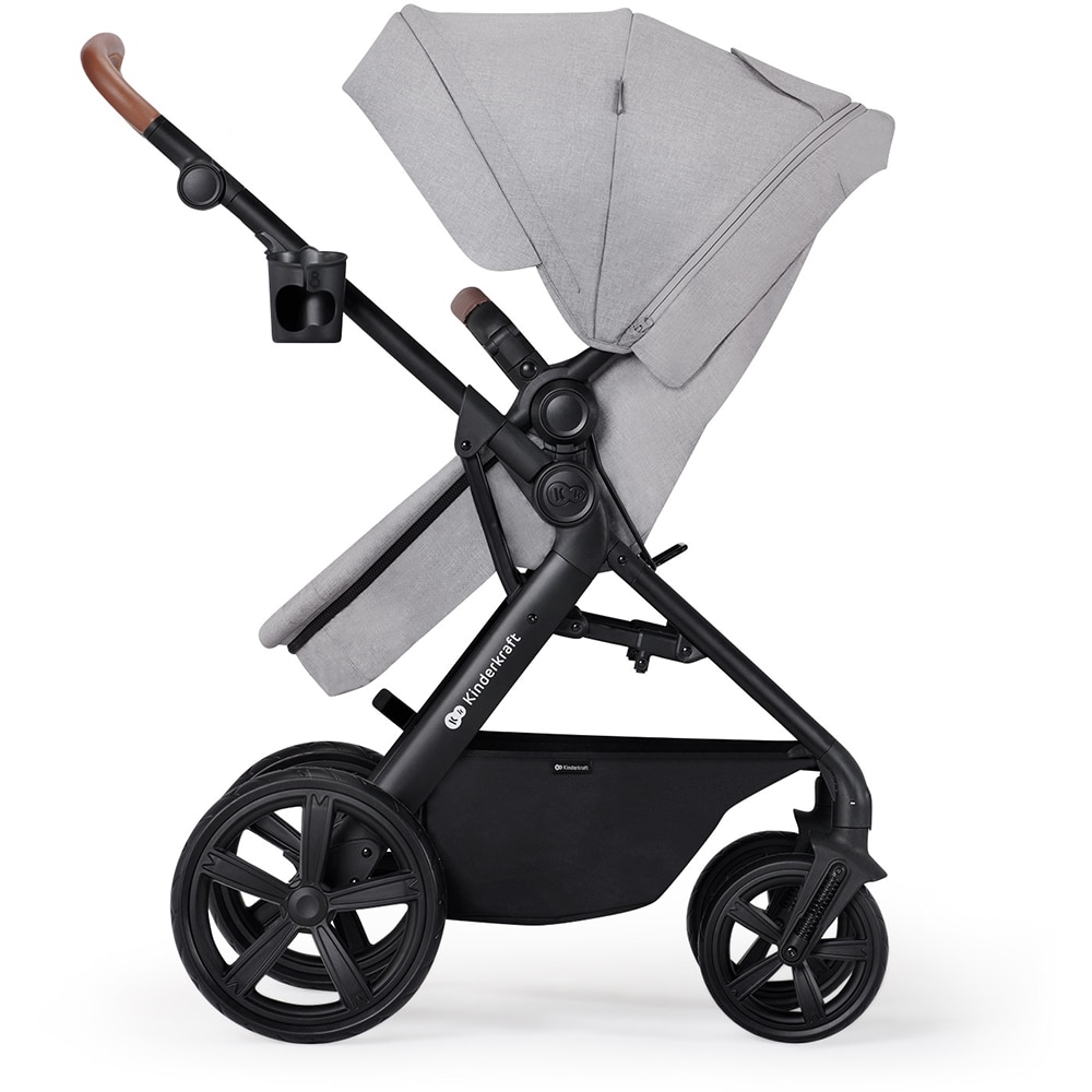 Carucior 3in1 KINDERKRAFT Atour Pro KSATOU00LGR30, 5 puncte, 0 luni+, gri-negru