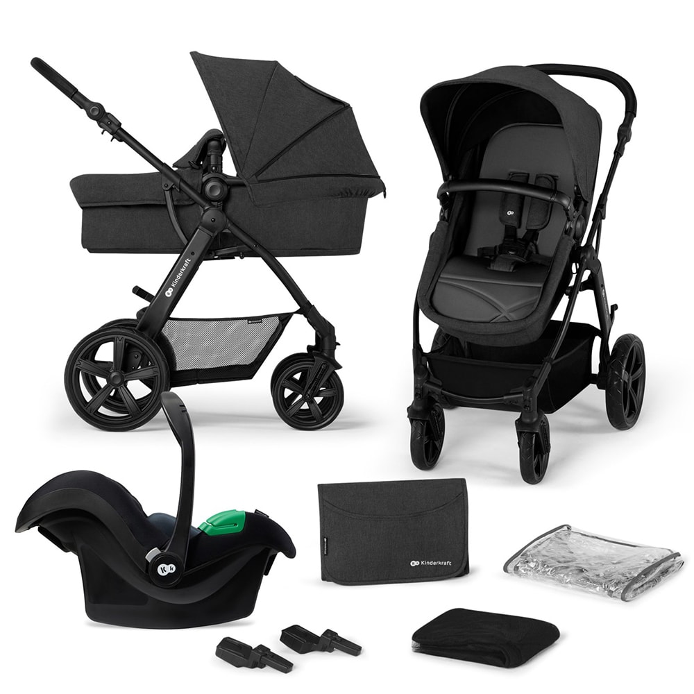 Carucior 3in1 KINDERKRAFT Moov CT KSMOOVCTBLK, 5 puncte, 0 luni+, negru