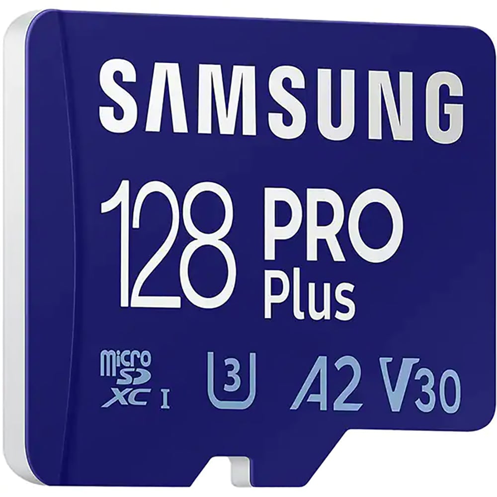 Card de memorie SAMSUNG PRO Plus, microSDXC, 128GB, 180MB/s, clasa U3/A2/V30/10, UHS-I, adaptor