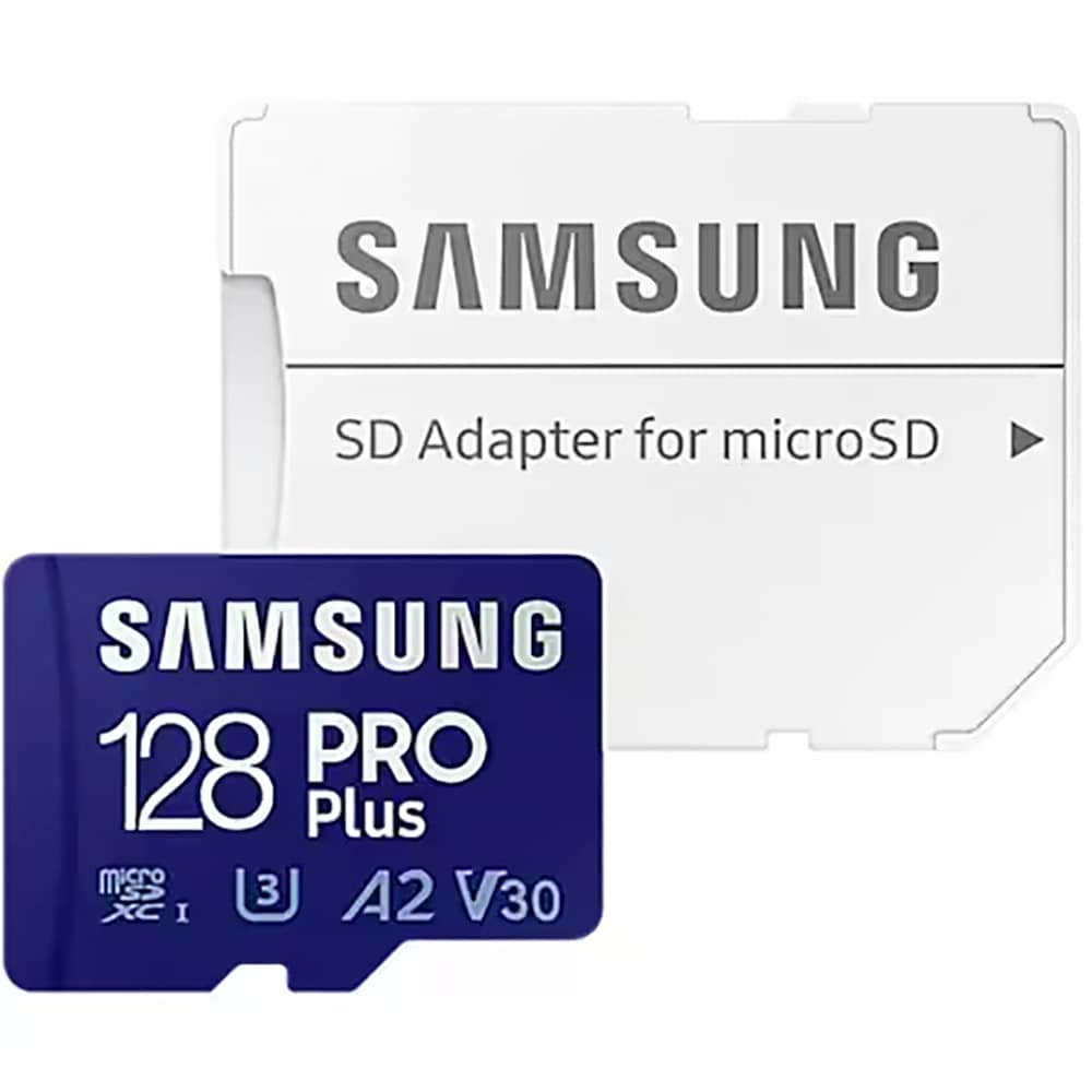 Card de memorie SAMSUNG PRO Plus, microSDXC, 128GB, 180MB/s, clasa U3/A2/V30/10, UHS-I, adaptor