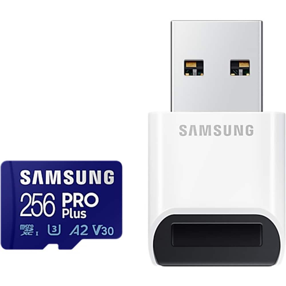 Card de memorie SAMSUNG PRO Plus, microSDXC, 256GB, 180MB/s, clasa U3/A2/V30/10, UHS-I, cititor