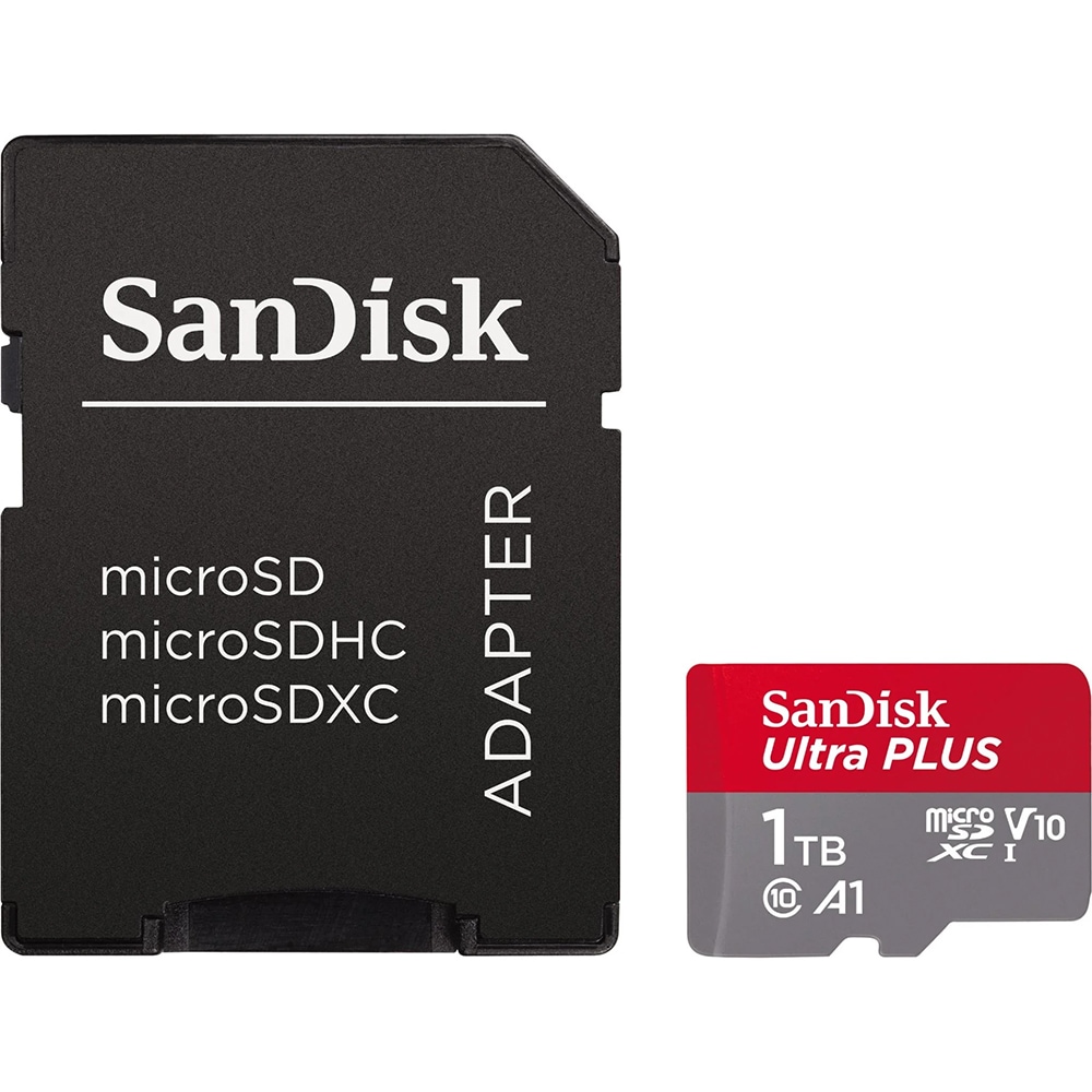 Card de memorie SANDISK Ultra Plus microSDXC, 1TB, 150MB/s, clasa 10/U1/A1, UHS-I, adaptor