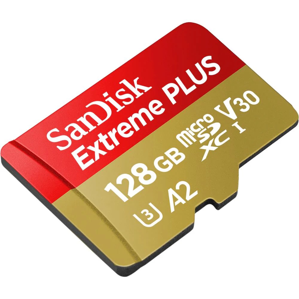 Card de memorie SANDISK Extreme Plus microSDXC UHS-I, 128GB, 200MB/s, C10, U3, V30, A2, adaptor