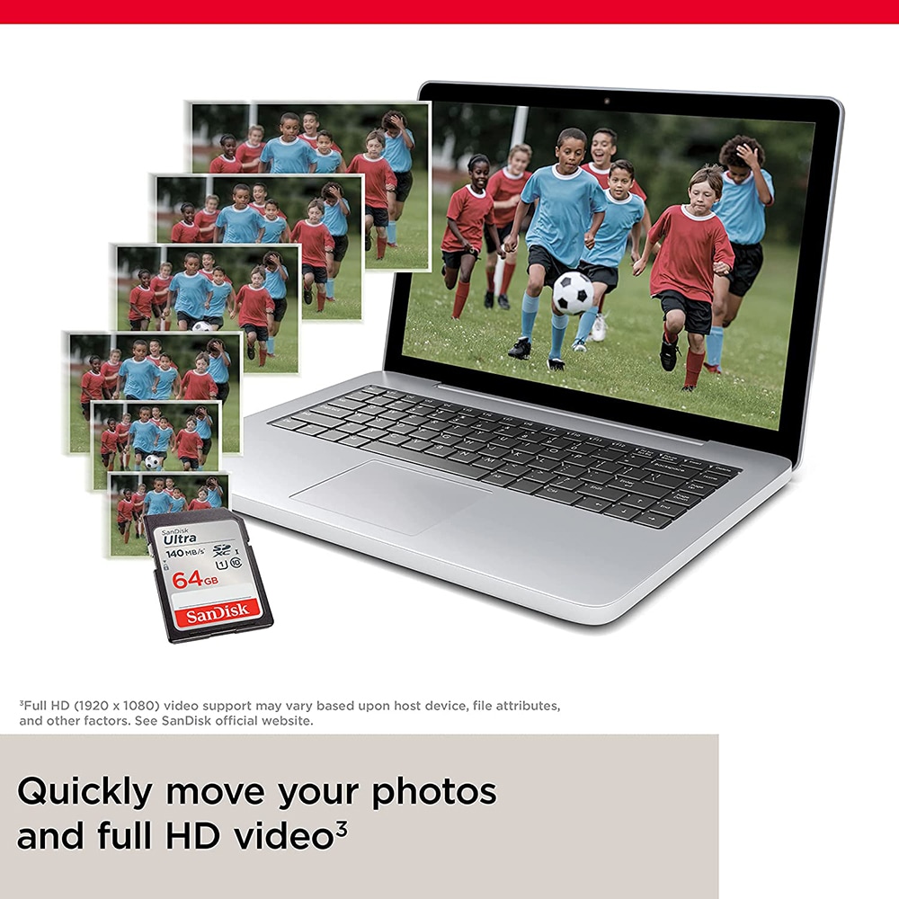 Card de memorie SANDISK Ultra, SDXC, 64GB, 140MB/s, clasa 10, UHS-I