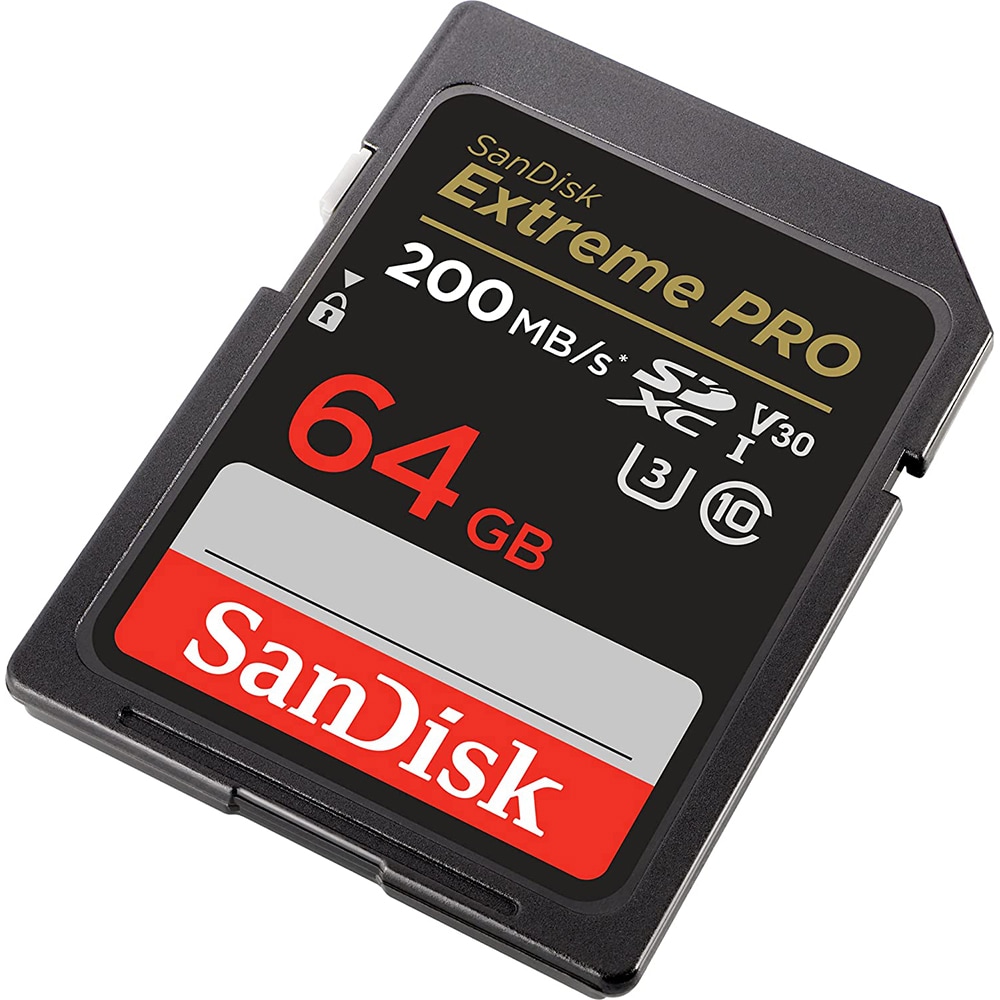 Card de memorie SANDISK Extreme Pro, SDXC, 64GB, 200MB/s, clasa 10, U3, V30, UHS-I