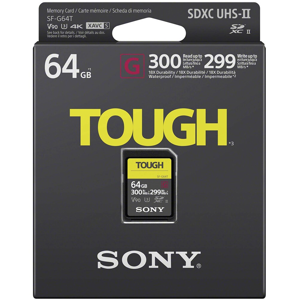 Card de memorie SONY SF-G Tough, SDXC, 64GB, 300MB/s, clasa 10, U3, V90, UHS-II