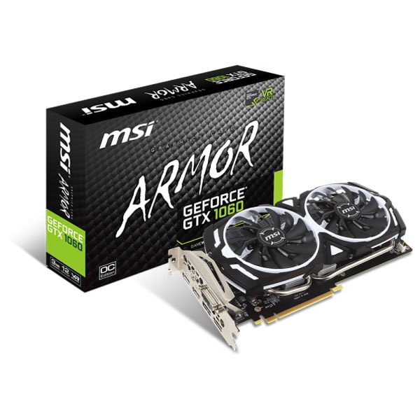 Placa video MSI NVIDIA GeForce GTX 1060 ARMOR 3G OCV1, 3GB GDDR5, 192bit, GTX 1060 ARMOR 3G OCV1