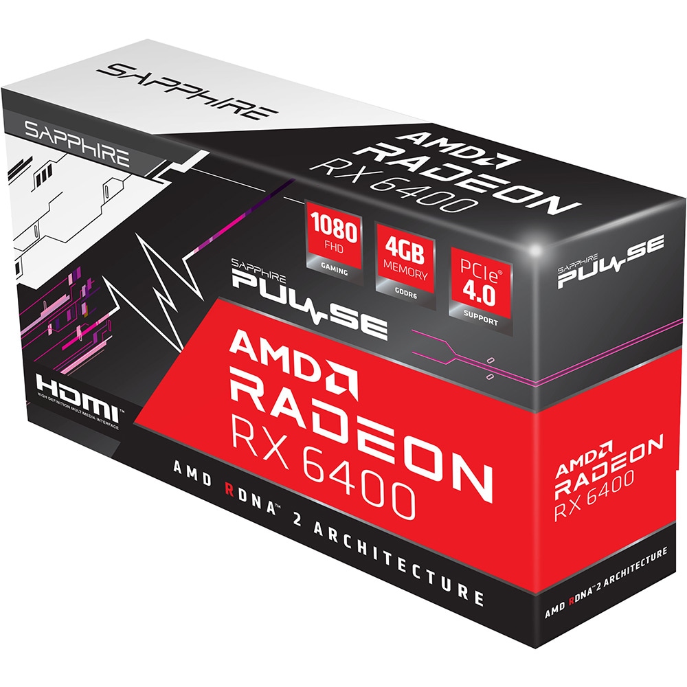 Placa video SAPPHIRE Pulse Radeon RX 6400, 4GB GDDR6, 64 bit, 11315-01-20G