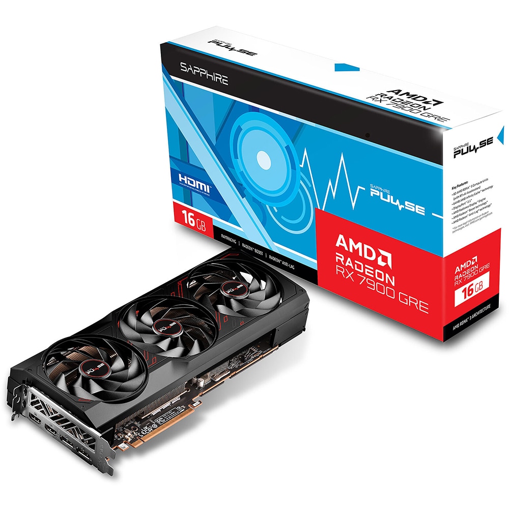 Placa video SAPPHIRE PULSE AMD Radeon RX 7900 GRE Pulse Gaming OC, 16GB GDDR6, 256bit, 11325-04-20G