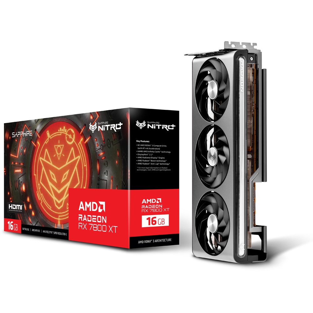Placa video SAPPHIRE NITRO+ AMD Radeon RX 7800 XT, 16GB GDDR6, 256bit, 11330-01-20G