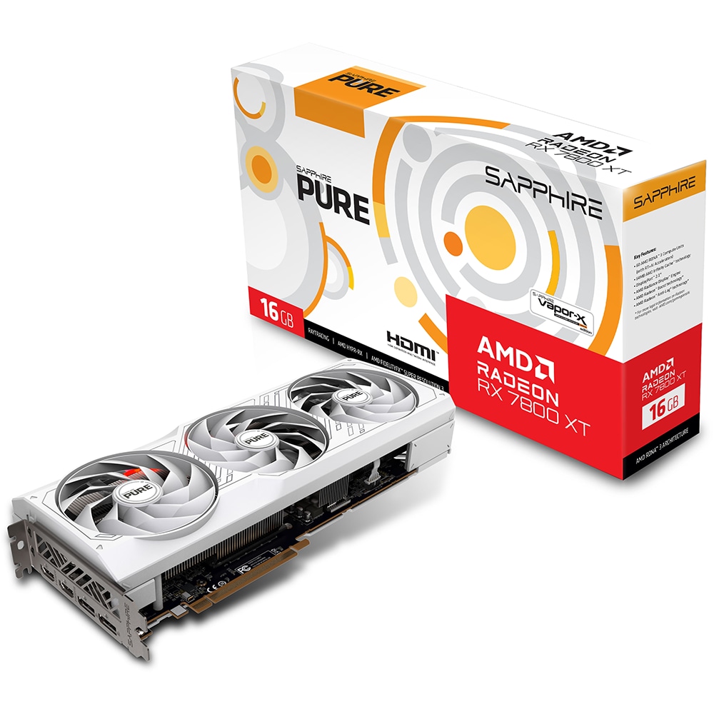 Placa video SAPPHIRE PURE AMD Radeon RX 7800 XT, 16GB GDDR6, 256bit, 11330-03-20G
