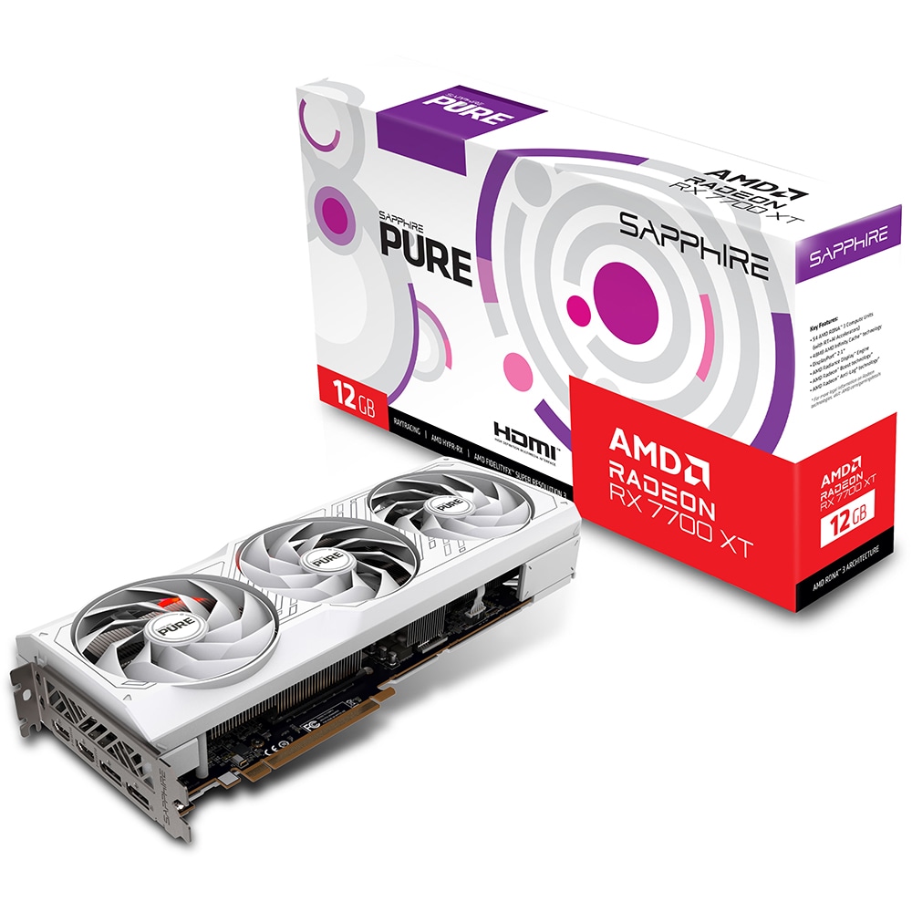 Placa video SAPPHIRE Pure AMD Radeon RX 7700 XT, 12GB GDDR6, 192bit, 11335-03-20G