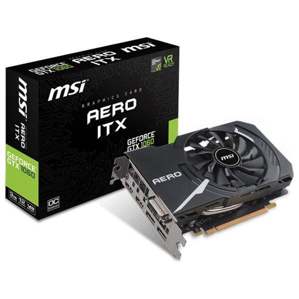 Placa video MSI NVIDIA GeForce GTX 1060 AERO ITX 3G OC, 3GB GDDR5, 192bit, Aero ITX 1060 3G