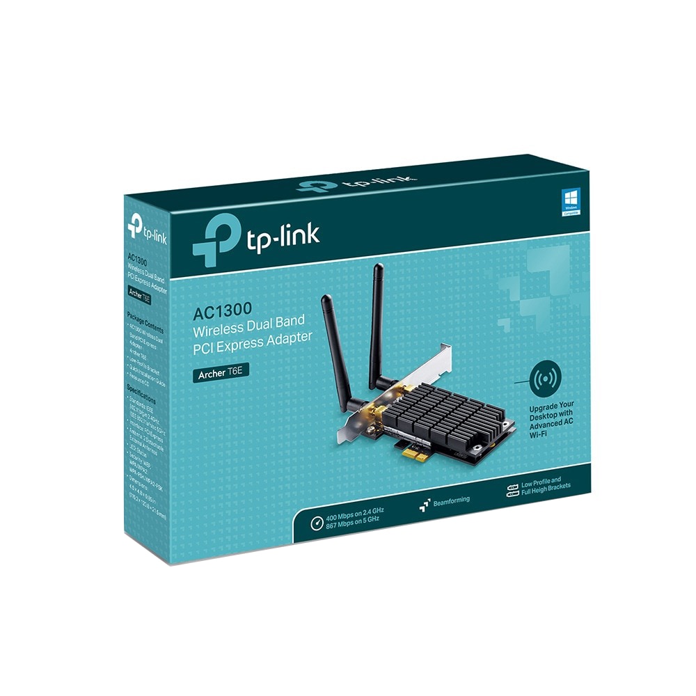 Placa de retea Wireless TP-LINK Archer T6E AC1300, Dual Band 867 + 400 Mbps