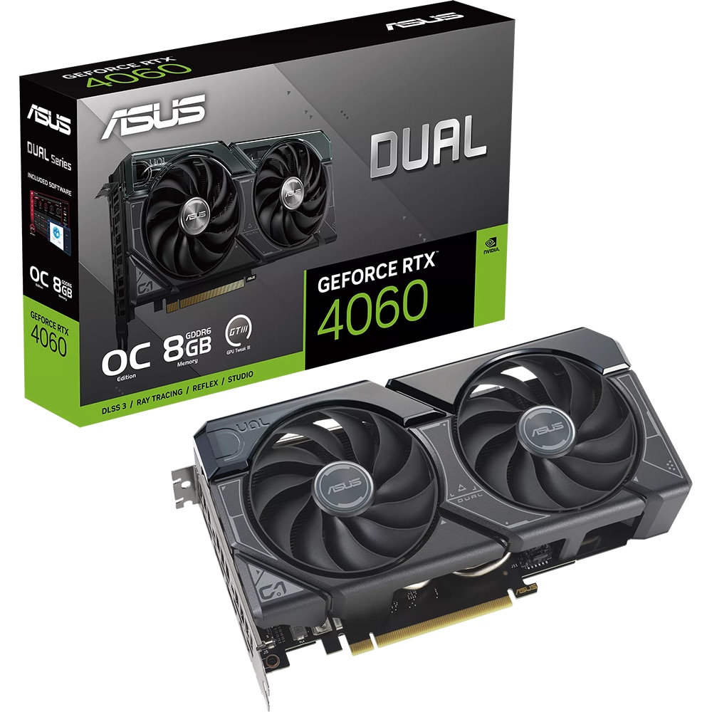 Placa video ASUS Dual GeForce RTX 4060 OC Edition, 8GB GDDR6, 128bit, DUAL-RTX4060-O8G