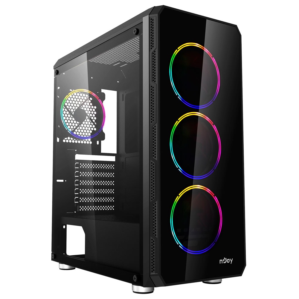 Carcasa PC NJOY Acrux ARGB, USB 3.0, fara sursa, negru