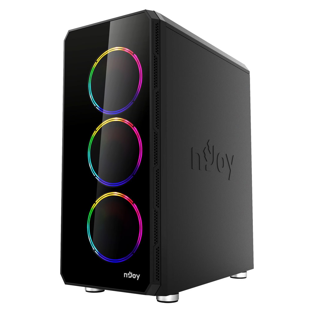 Carcasa PC NJOY Acrux ARGB, USB 3.0, fara sursa, negru
