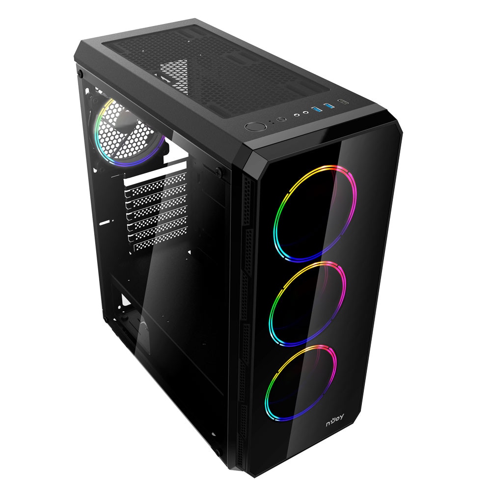 Carcasa PC NJOY Acrux ARGB, USB 3.0, fara sursa, negru