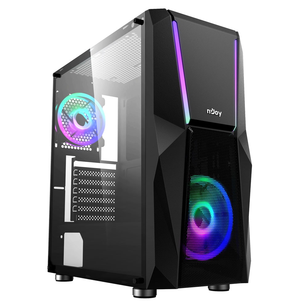Carcasa PC NJOY Fort ARGB, USB 3.0, fara sursa, negru