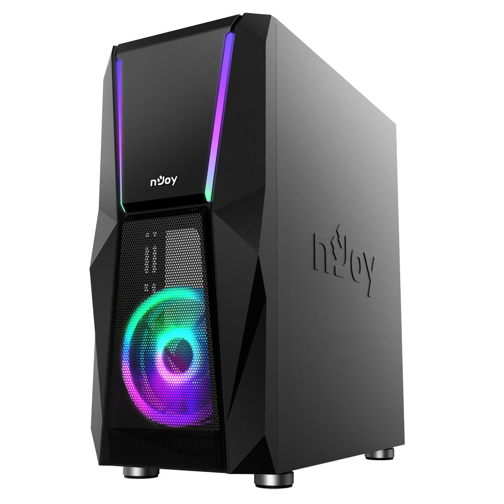 Carcasa PC NJOY Fort ARGB, USB 3.0, fara sursa, negru