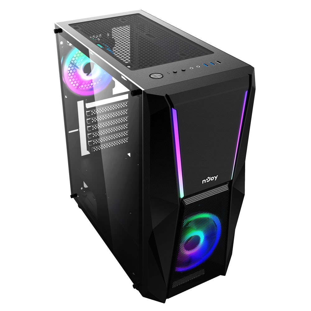 Carcasa PC NJOY Fort ARGB, USB 3.0, fara sursa, negru