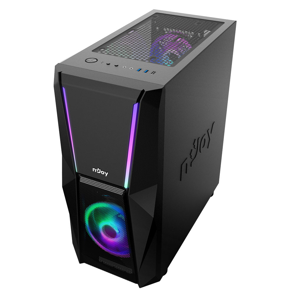 Carcasa PC NJOY Fort ARGB, USB 3.0, fara sursa, negru