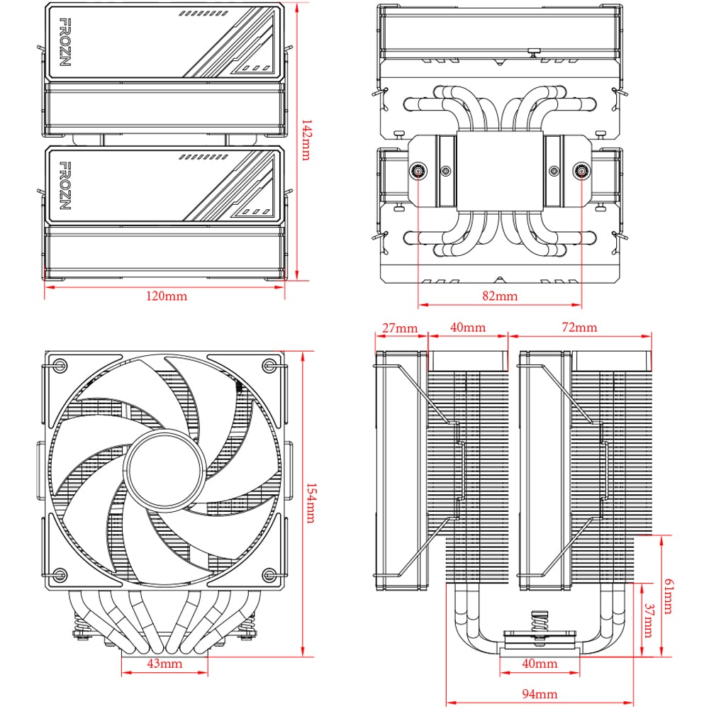 Cooler procesor ID-COOLING FROZN-A620 ARGB, 2x120mm