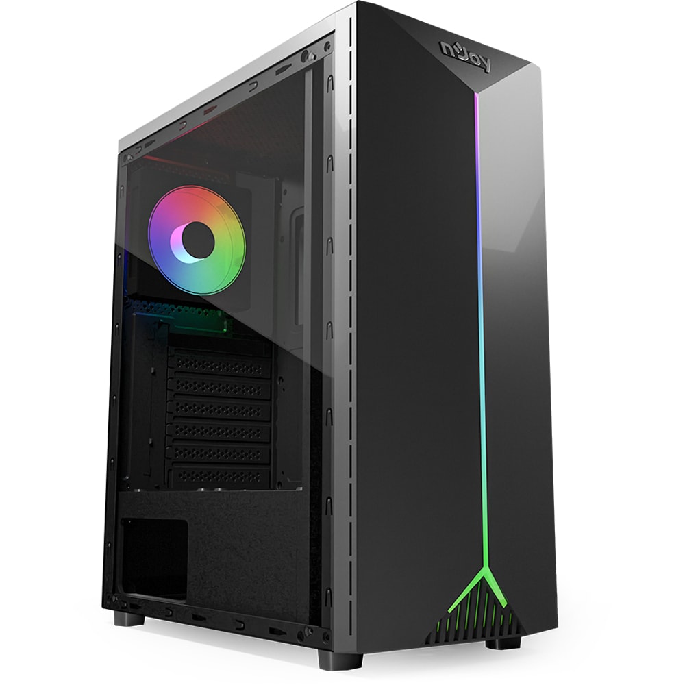 Carcasa PC NJOY ANIL RGB, USB 3.0, fara sursa, negru