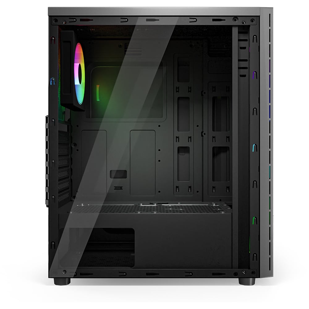 Carcasa PC NJOY ANIL RGB, USB 3.0, fara sursa, negru