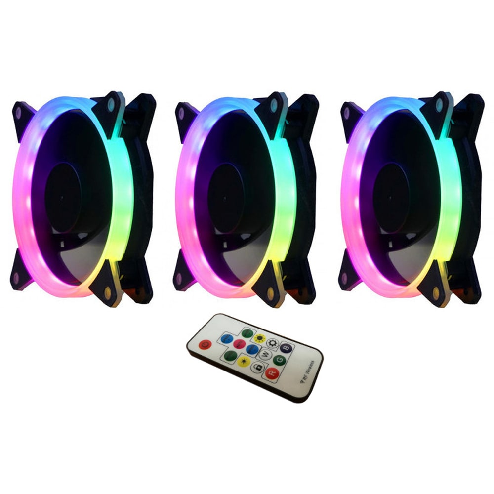Set 3 ventilatoare PC SEGOTEP Pro Vibrant, 120mm, iluminare RGB, PROVIB3-120