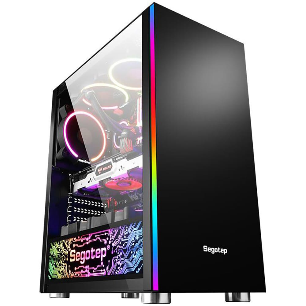 Carcasa PC SEGOTEP Mex SG-FS1-BK, USB 3.0, fara sursa, RGB, negru