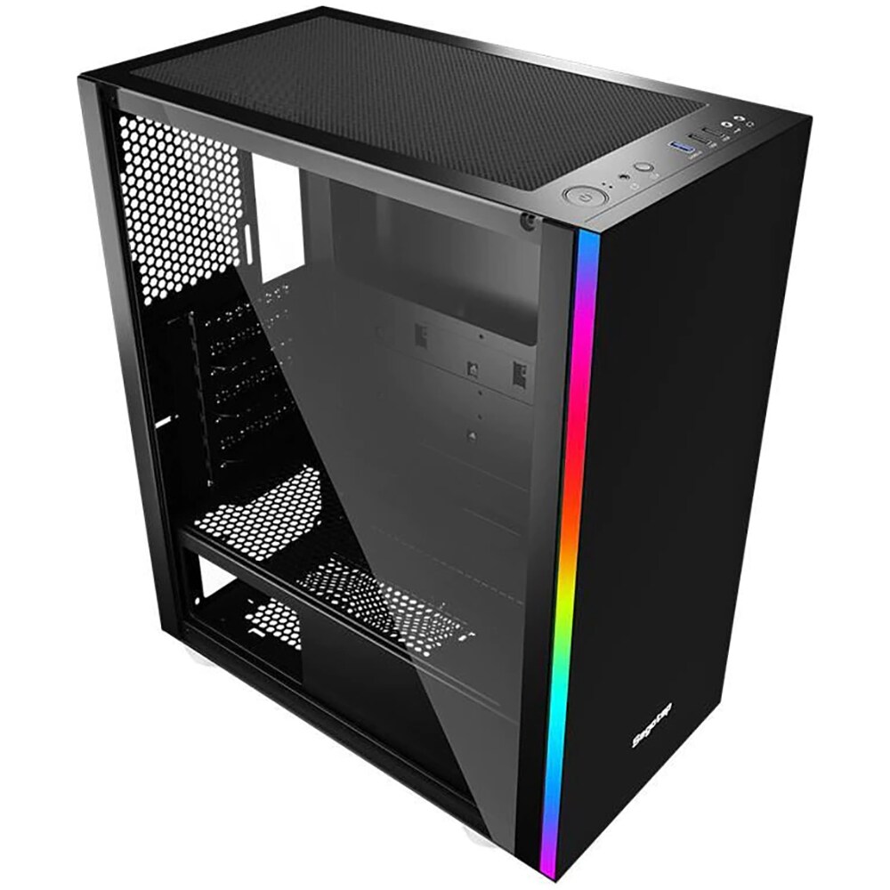 Carcasa PC SEGOTEP Mex SG-FS1-BK, USB 3.0, fara sursa, RGB, negru