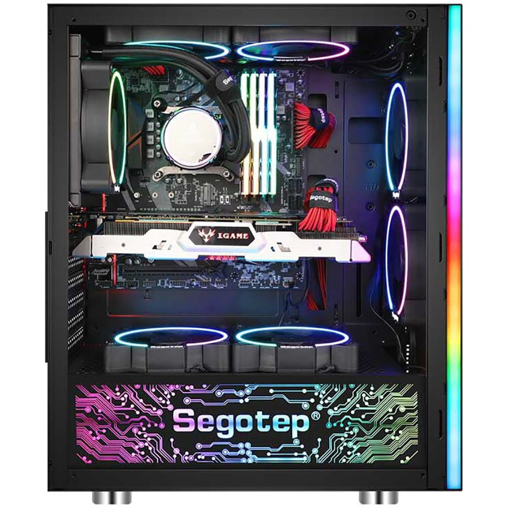 Carcasa PC SEGOTEP Mex SG-FS1-BK, USB 3.0, fara sursa, RGB, negru