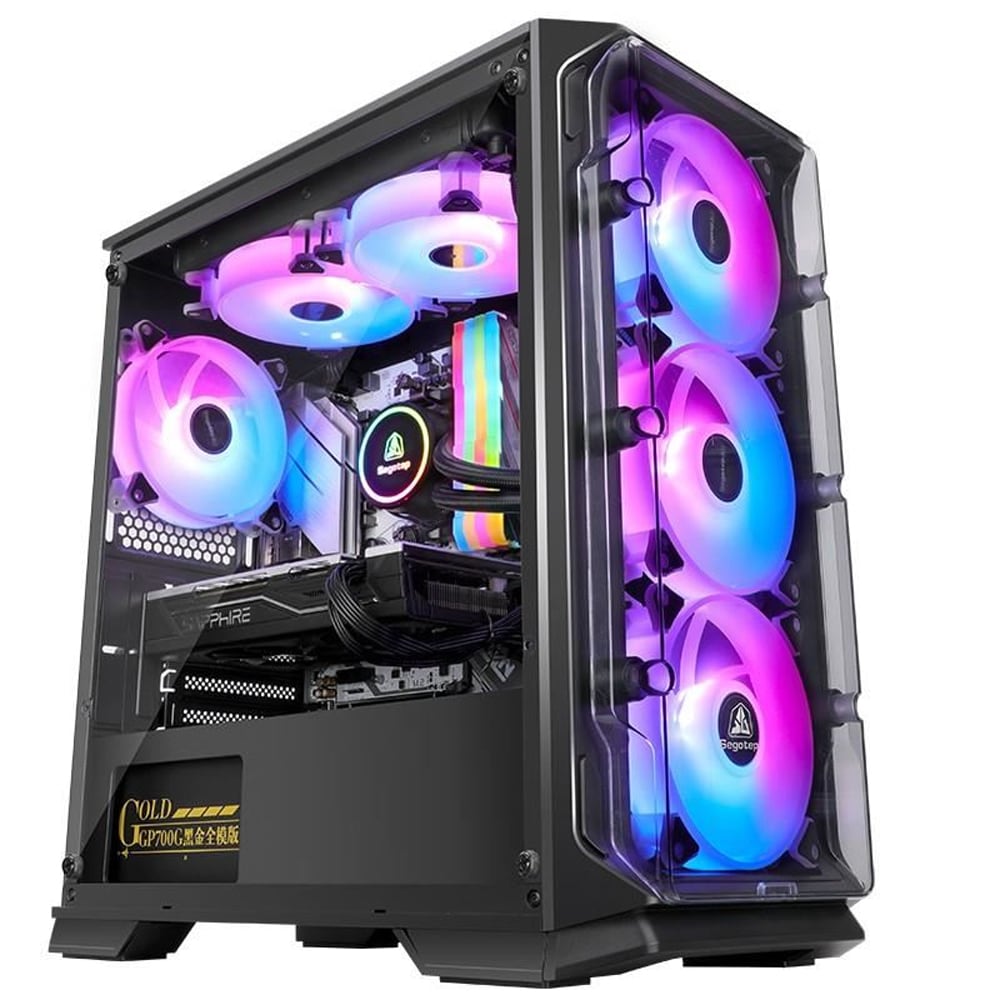 Carcasa PC SEGOTEP LUX S, USB 3.0, Fara sursa, Iluminare RGB, negru