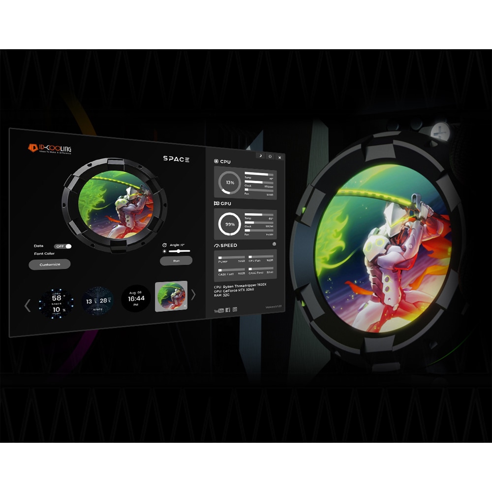 Cooler procesor cu racire lichida ID-COOLING SL240 XE ARGB, 2x120mm, Display