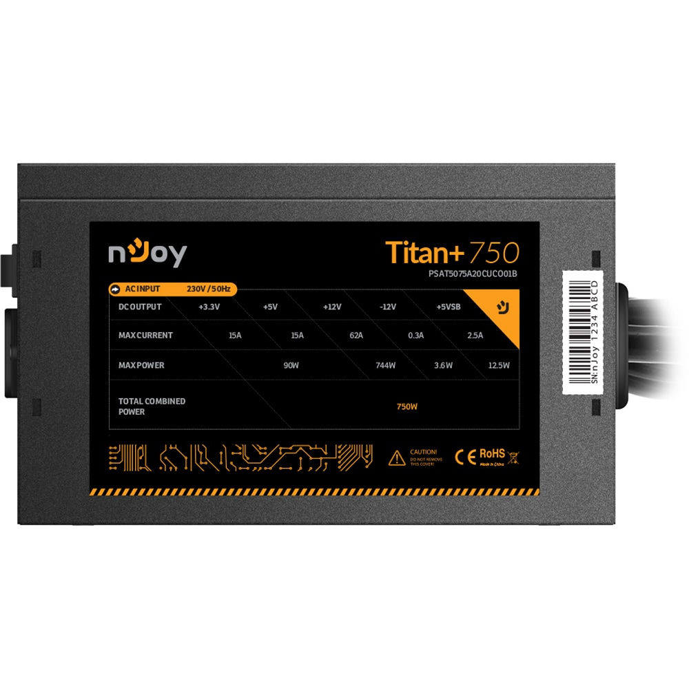 Sursa NJOY Titan+ 750, 750W, 120mm, 80 PLUS Bronze