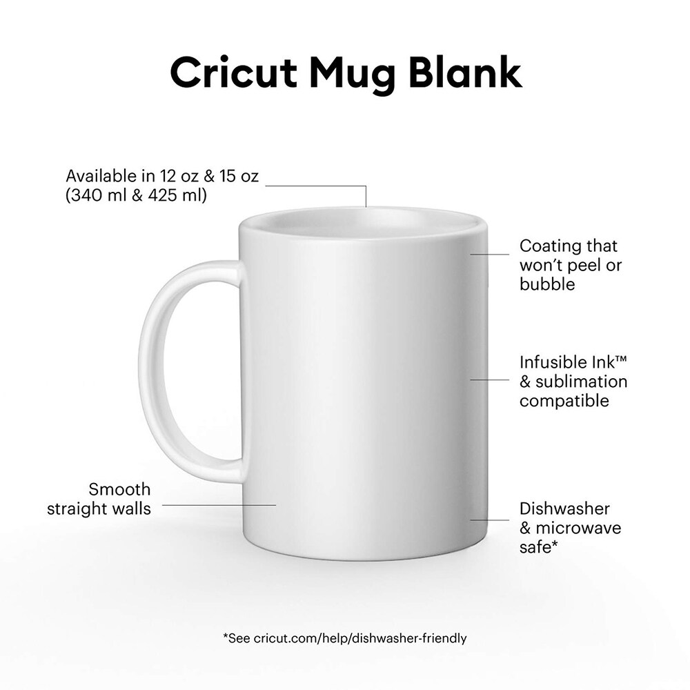 Set cani CRICUT Ceramic Mug Blank, 0.35l, 2 bucati, alb
